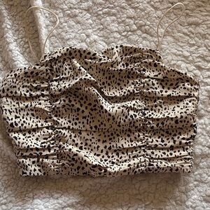 La Hearts Beige and Black Spotted Ruched Cami
